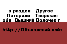  в раздел : Другое » Потеряли . Тверская обл.,Вышний Волочек г.